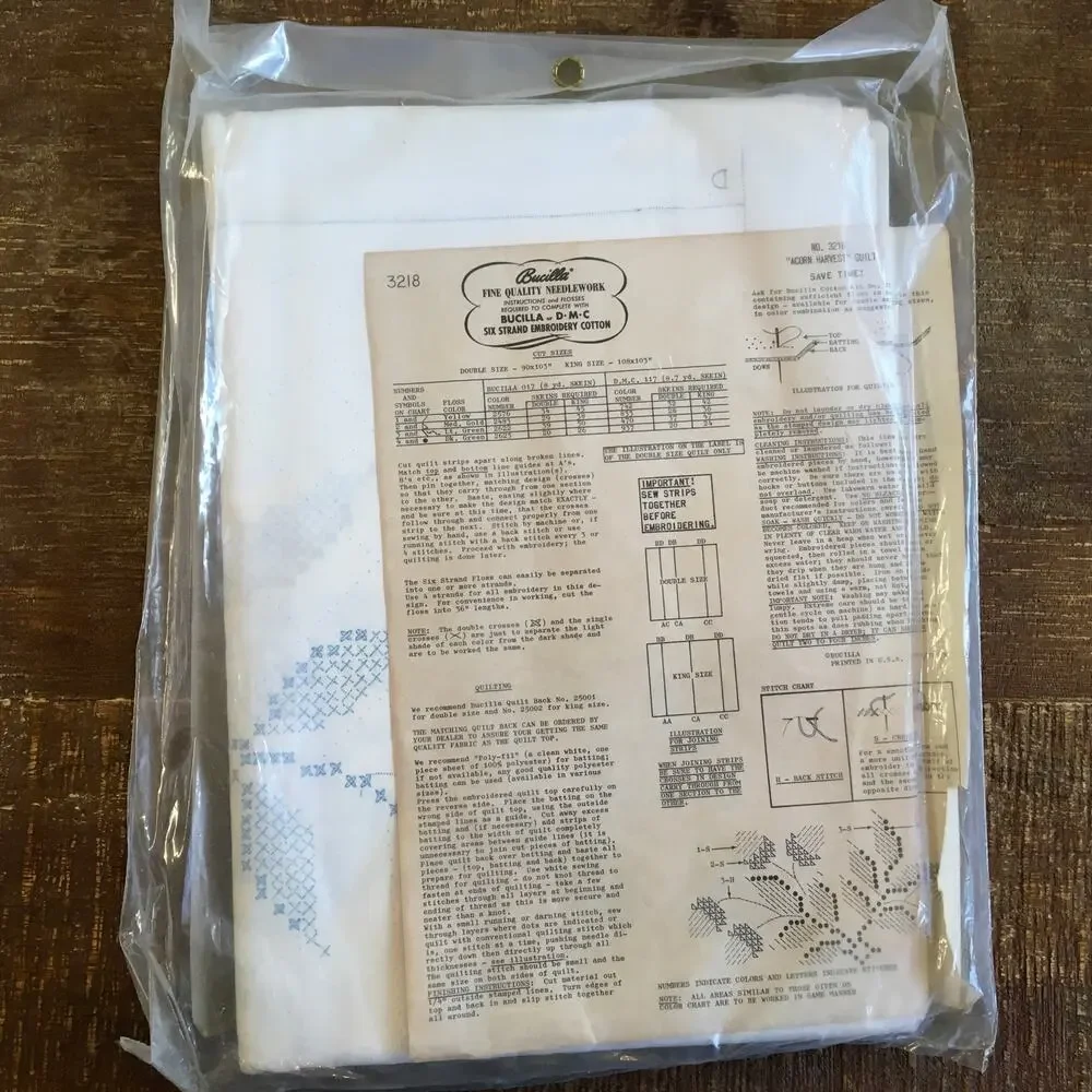 Bucilla Jiffy Cross Stitch Quilt Acorn Harvest Double Bed 90 x 103 NEW SEALED